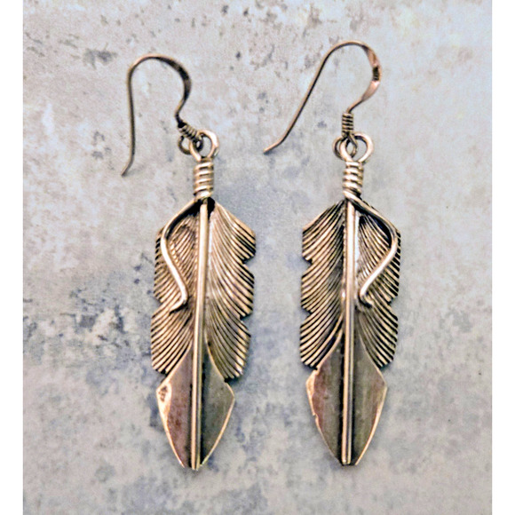 Sterling Silver Feather Earrings - Picture 4 of 6